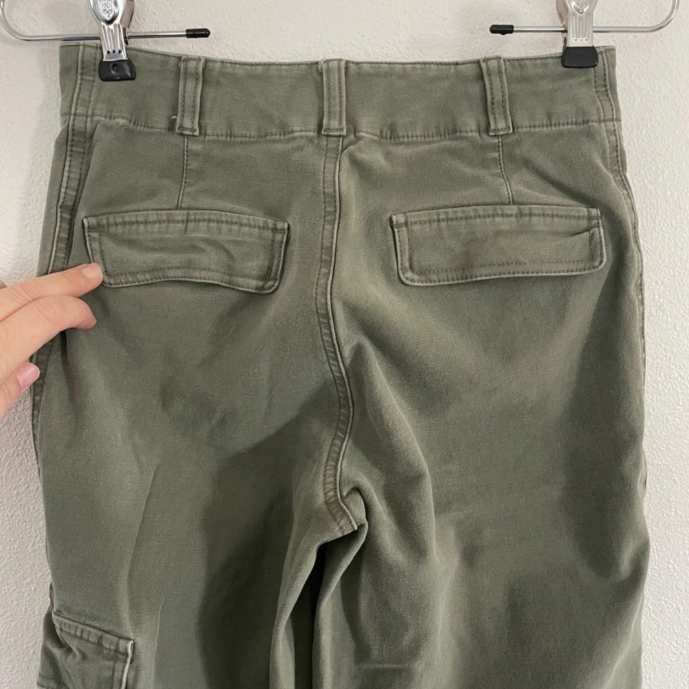 TNA Aritzia Picture Cargo Pant Olive Green High Rise Wide Leg Indie Y2K Size 0 - Picture 9 of 16
